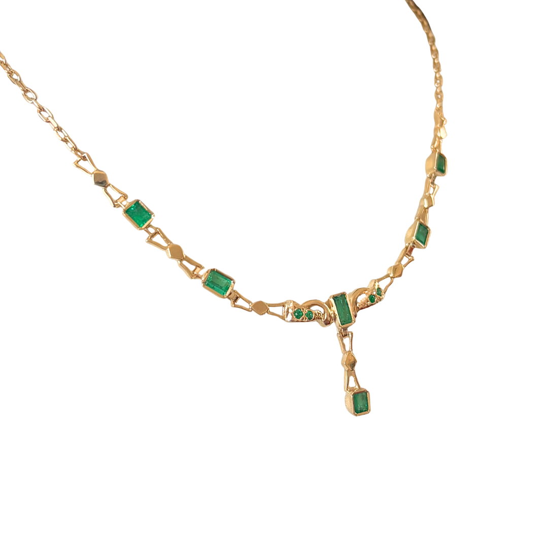 Collier Vintage - Or Jaune 750 & Émeraudes