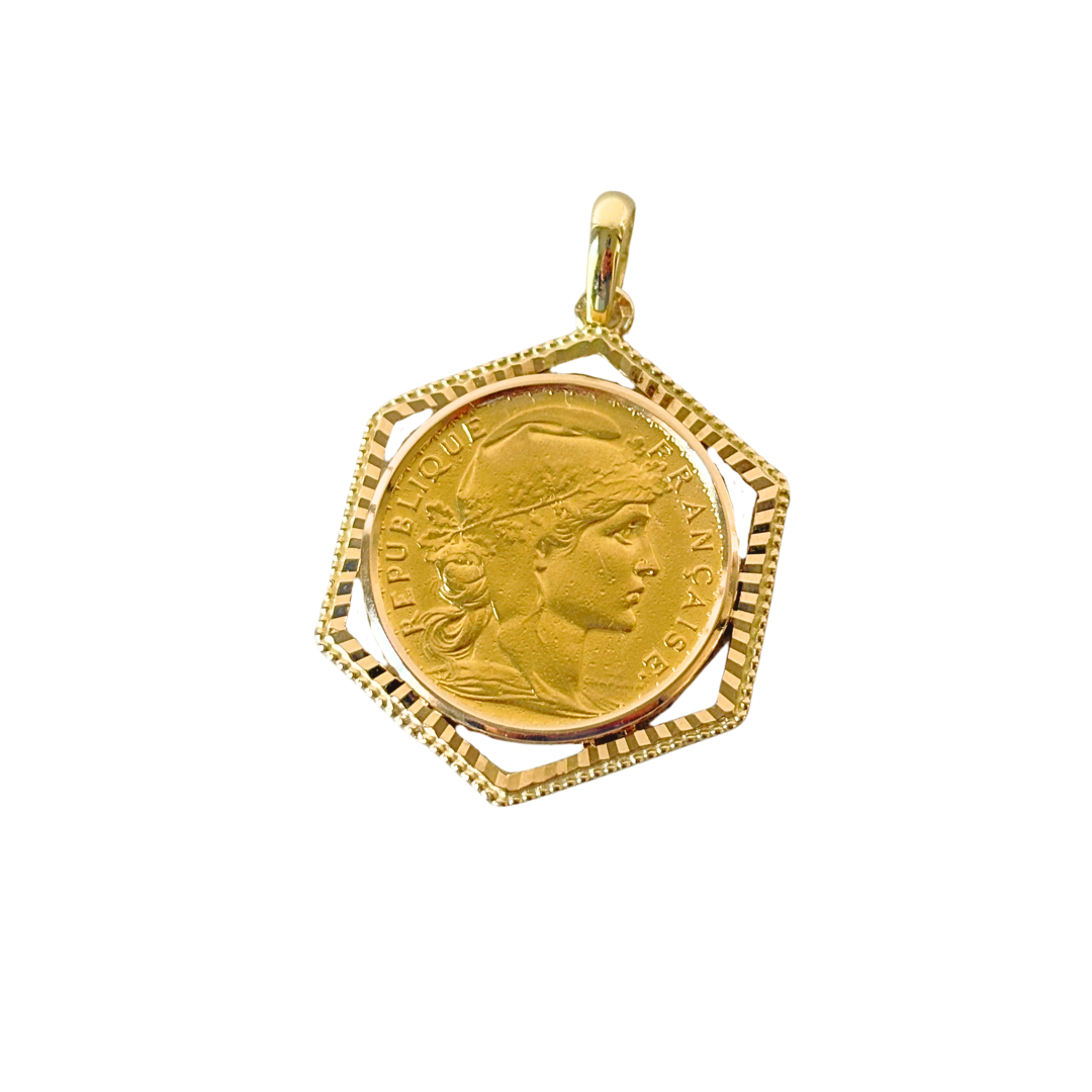 Pendentif Pièce - Or Jaune 750 & Pièce 20 Francs Marianne Coq