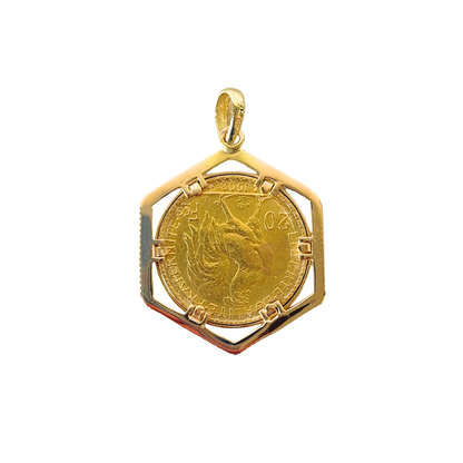 Pendentif Pièce - Or Jaune 750 & Pièce 20 Francs Marianne Coq