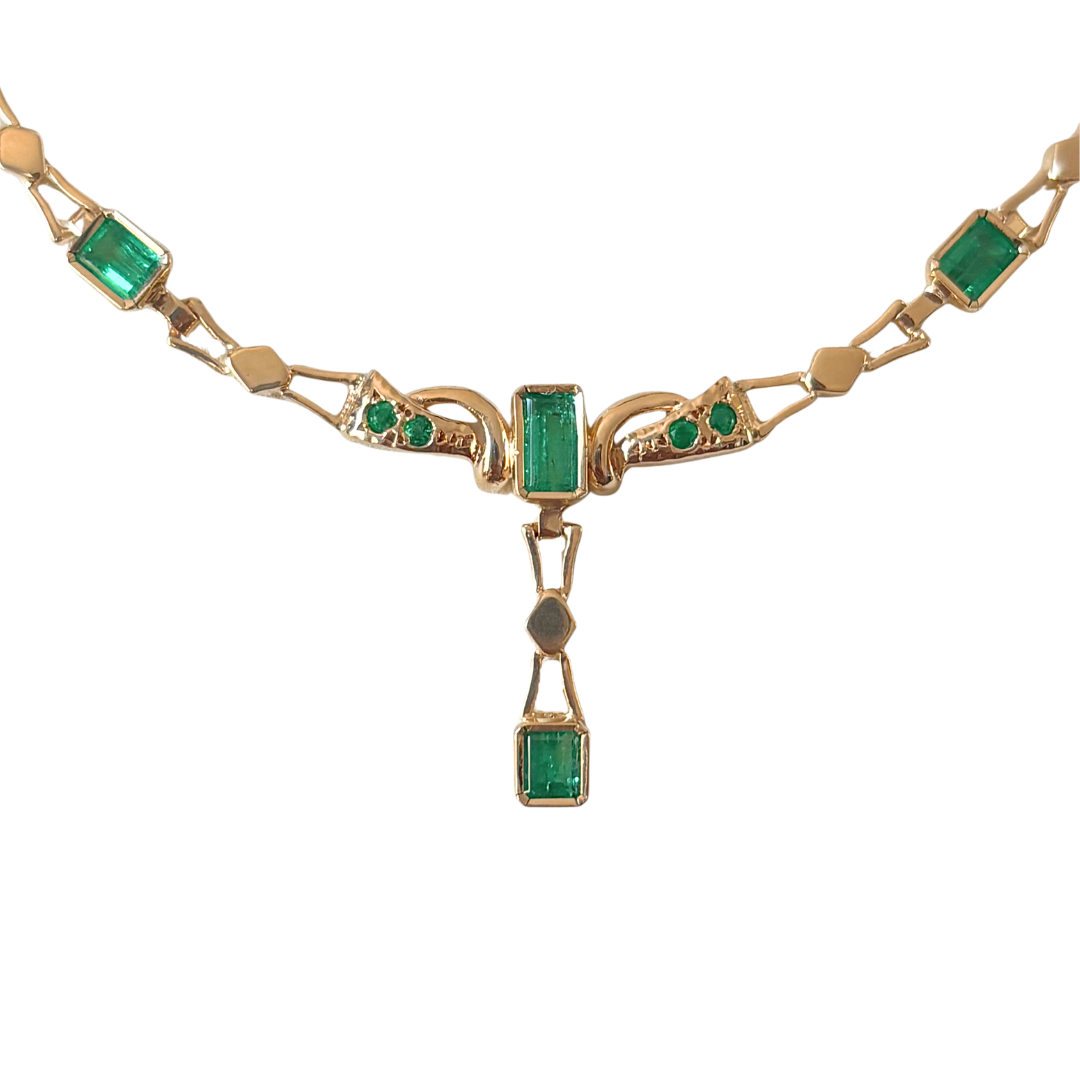 Collier Vintage - Or Jaune 750 & Émeraudes