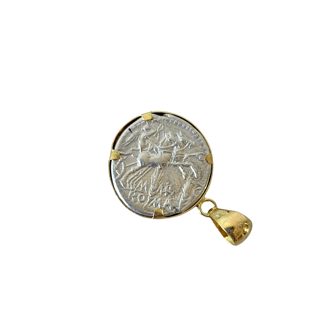 Pendentif Pièce - Or Jaune 750 & Pièce Denier Marcia Argent