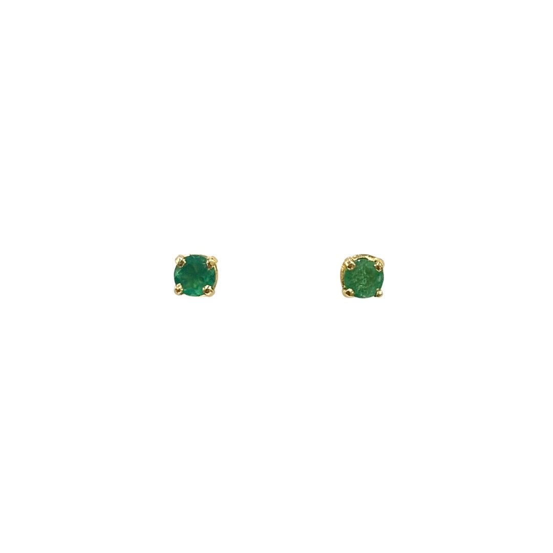 Boucles D'oreilles Puces - Or Jaune 750 & Émeraudes