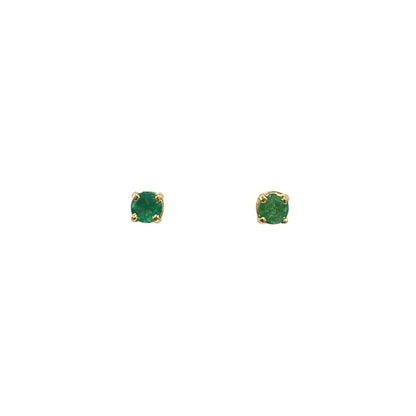 Boucles D'oreilles Puces - Or Jaune 750 & Émeraudes
