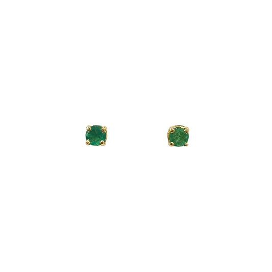 Boucles D'oreilles Puces - Or Jaune 750 & Émeraudes