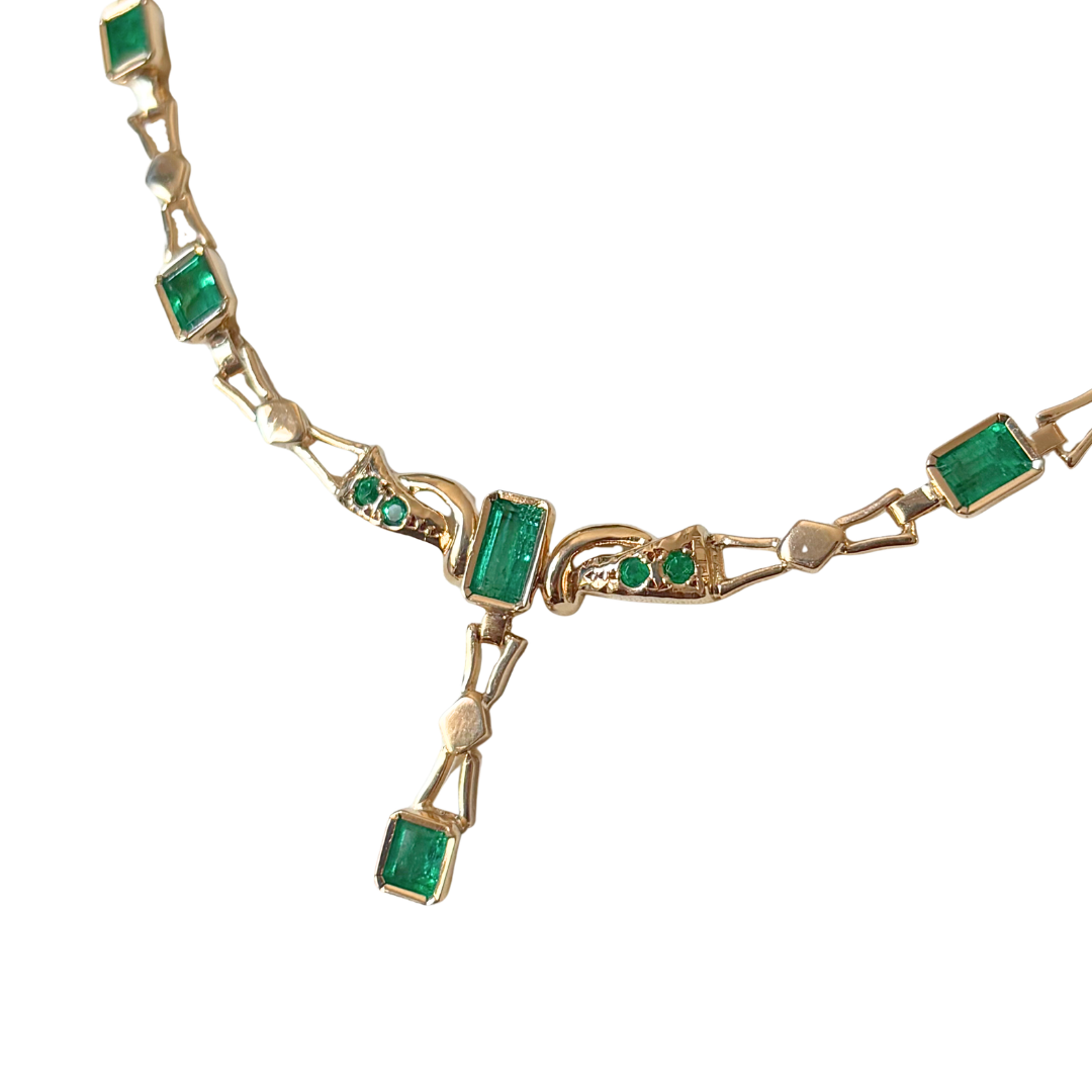 Collier Vintage - Or Jaune 750 & Émeraudes