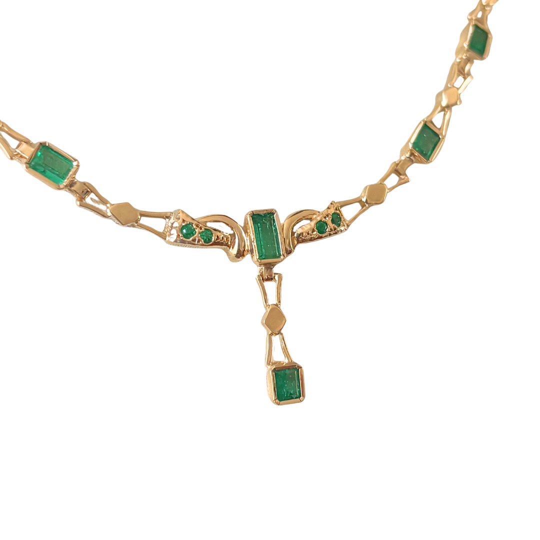 Collier Vintage - Or Jaune 750 & Émeraudes