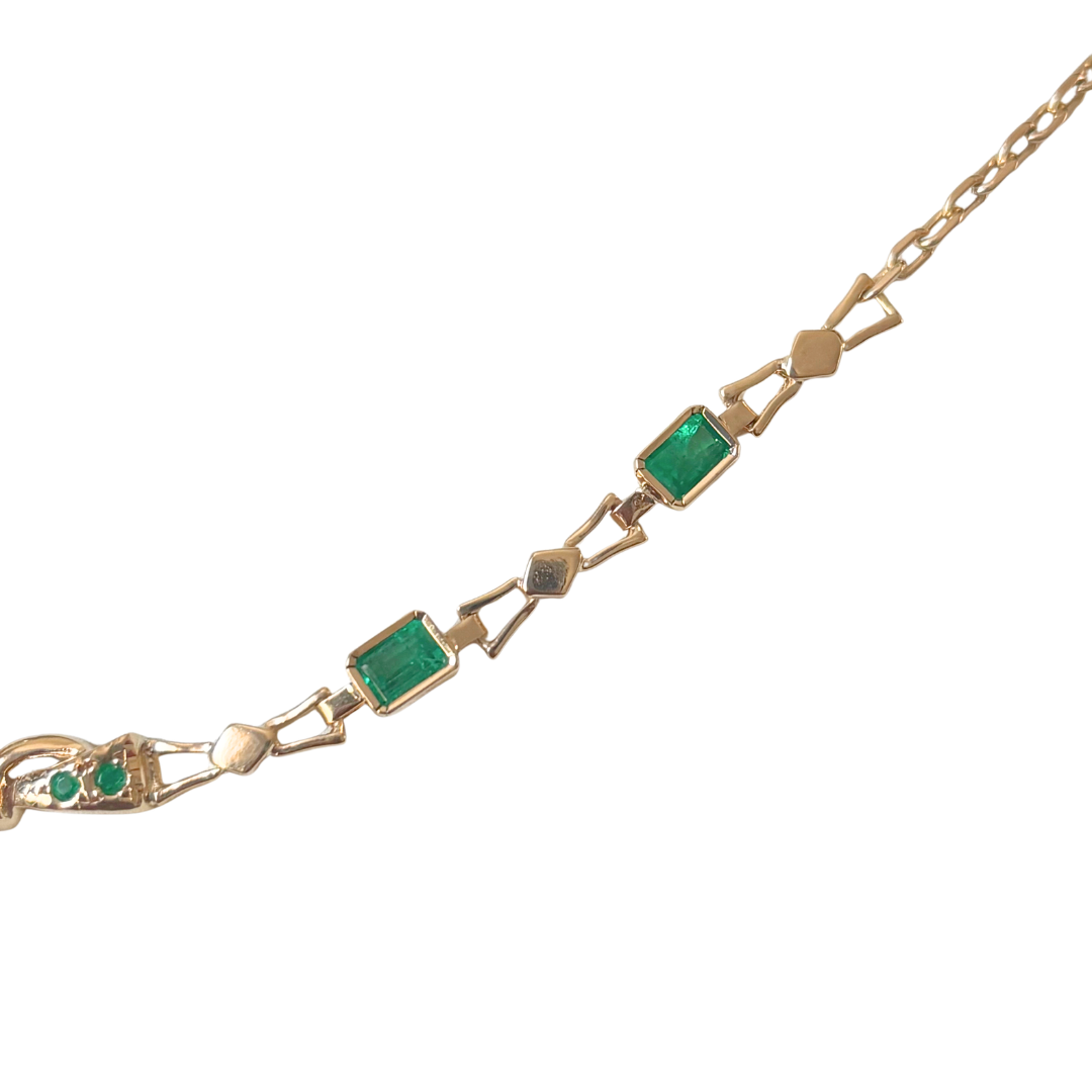 Collier Vintage - Or Jaune 750 & Émeraudes