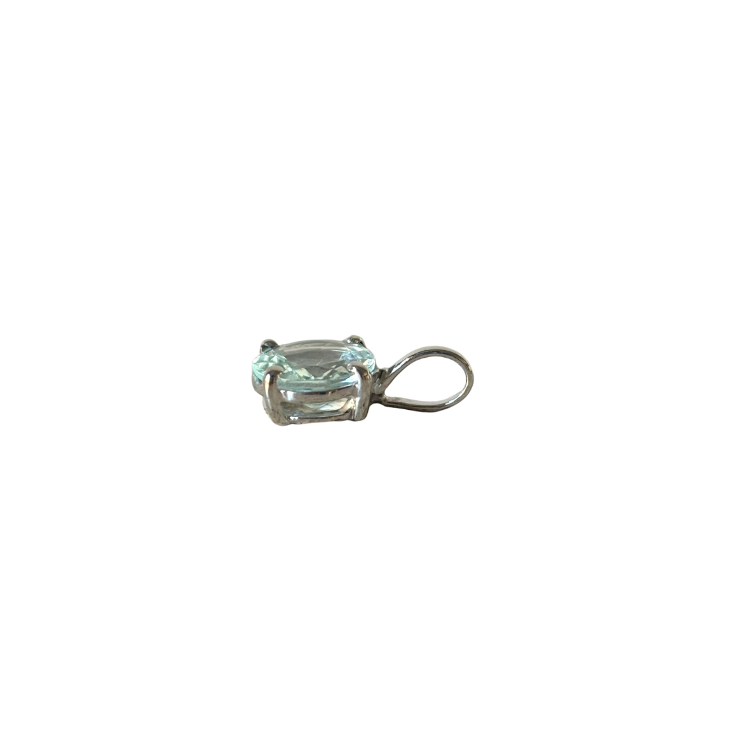 Pendentif Solitaire - Or Blanc 750 & Aigue-Marine