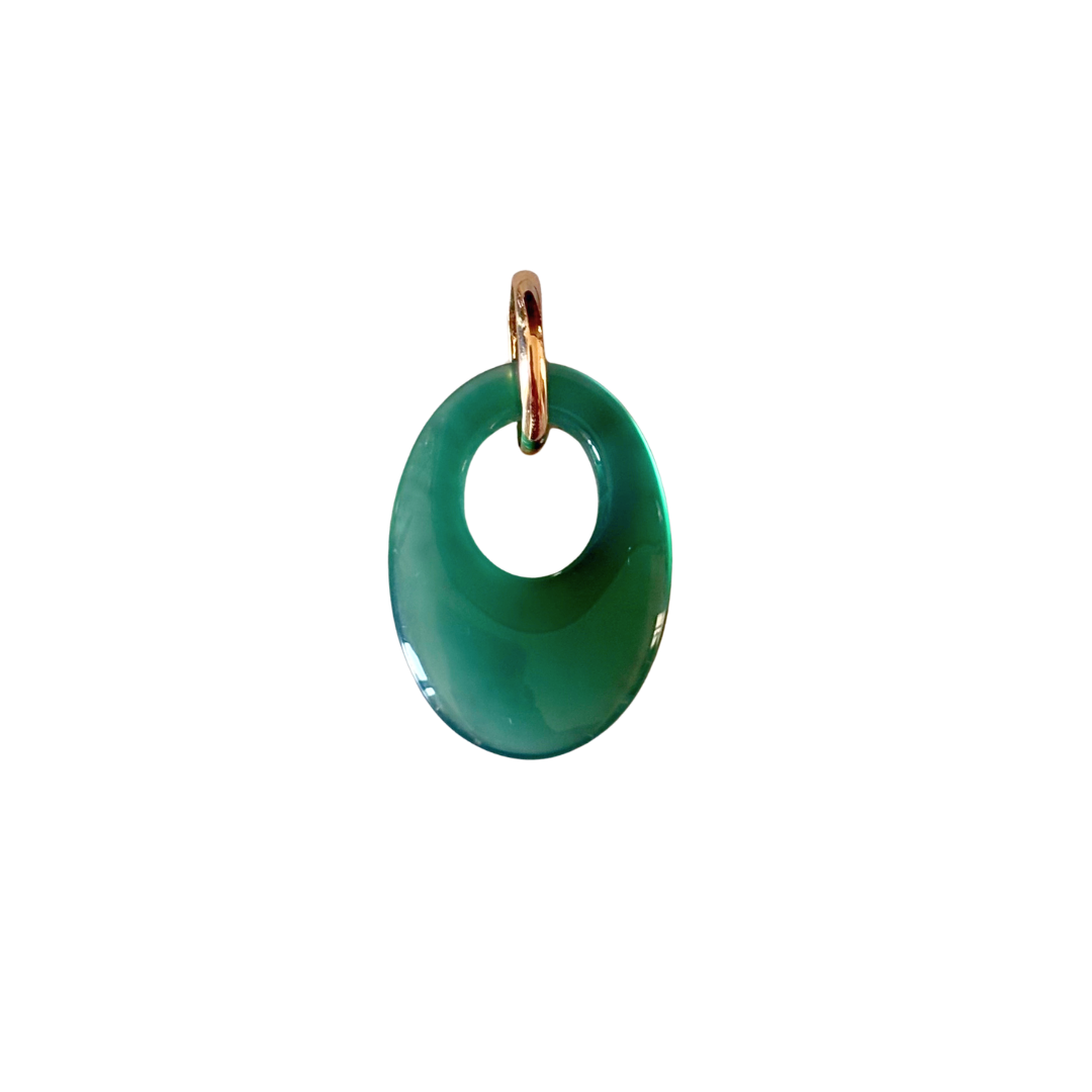Pendentif Agathe Verte - Or Jaune 750