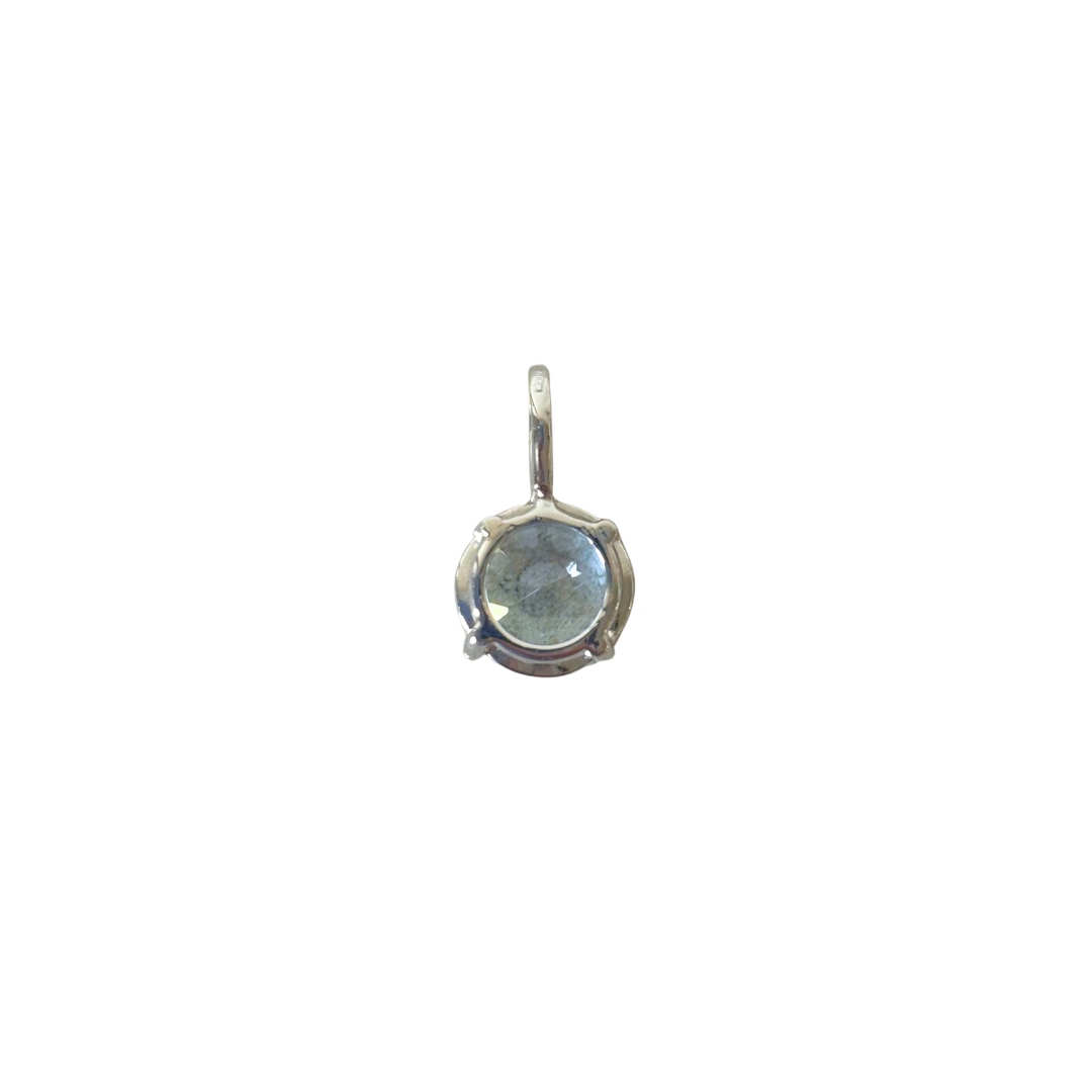 Pendentif Solitaire - Or Blanc 750 & Aigue-Marine