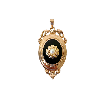 Pendentif Vintage - Or Jaune 750 Perle & Onyx