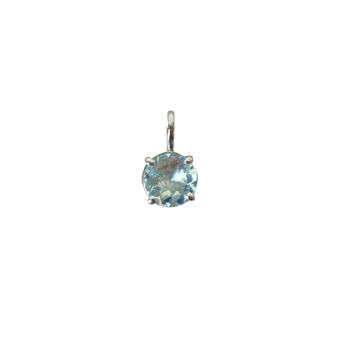 Pendentif Solitaire - Or Blanc 750 & Aigue-Marine