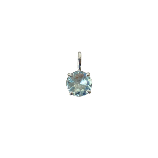 Pendentif Solitaire - Or Blanc 750 & Aigue-Marine