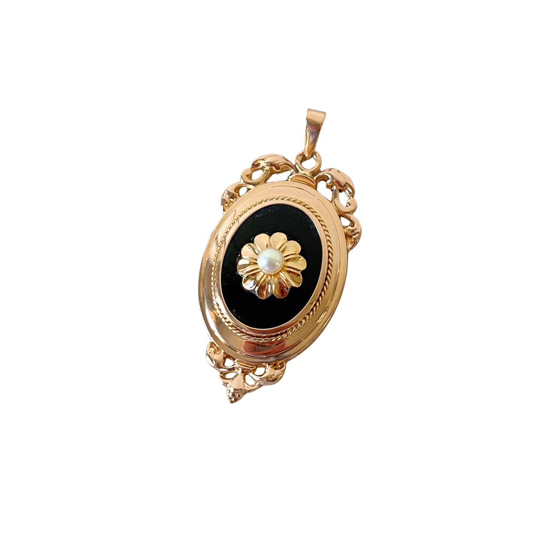 Pendentif Vintage - Or Jaune 750 Perle & Onyx