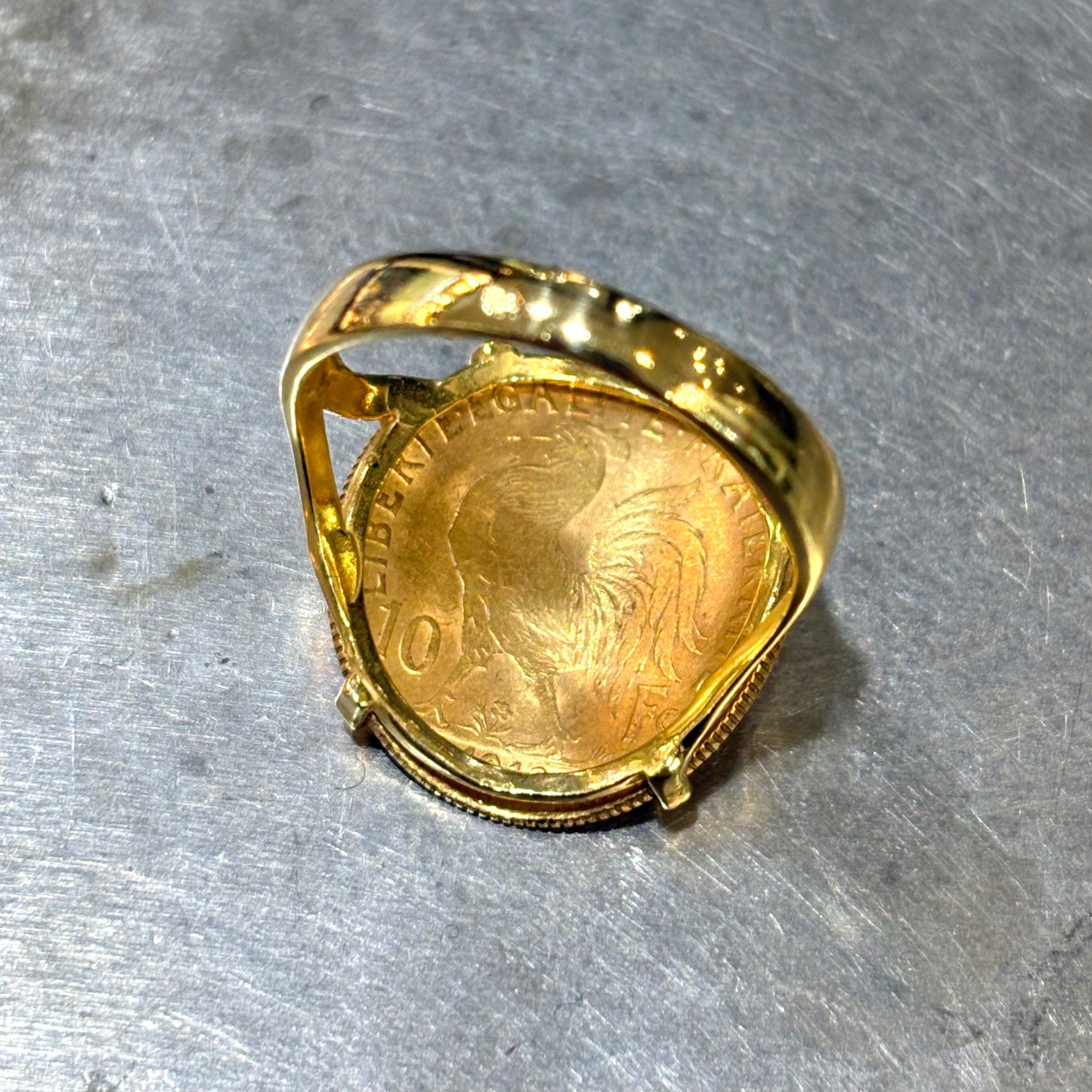 Bague Pièce - Or Jaune 750 & Pièce 10 Francs Marianne Coq