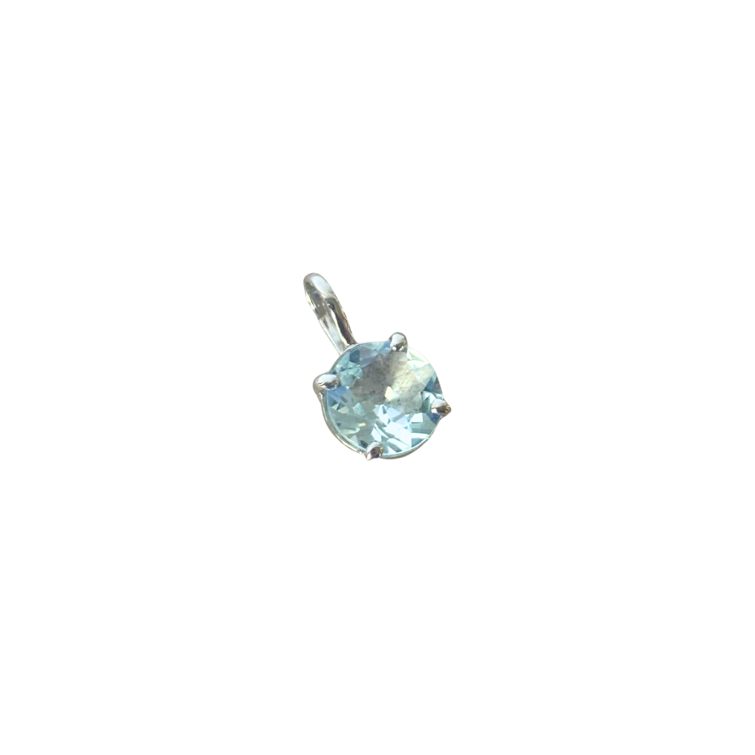 Pendentif Solitaire - Or Blanc 750 & Aigue-Marine
