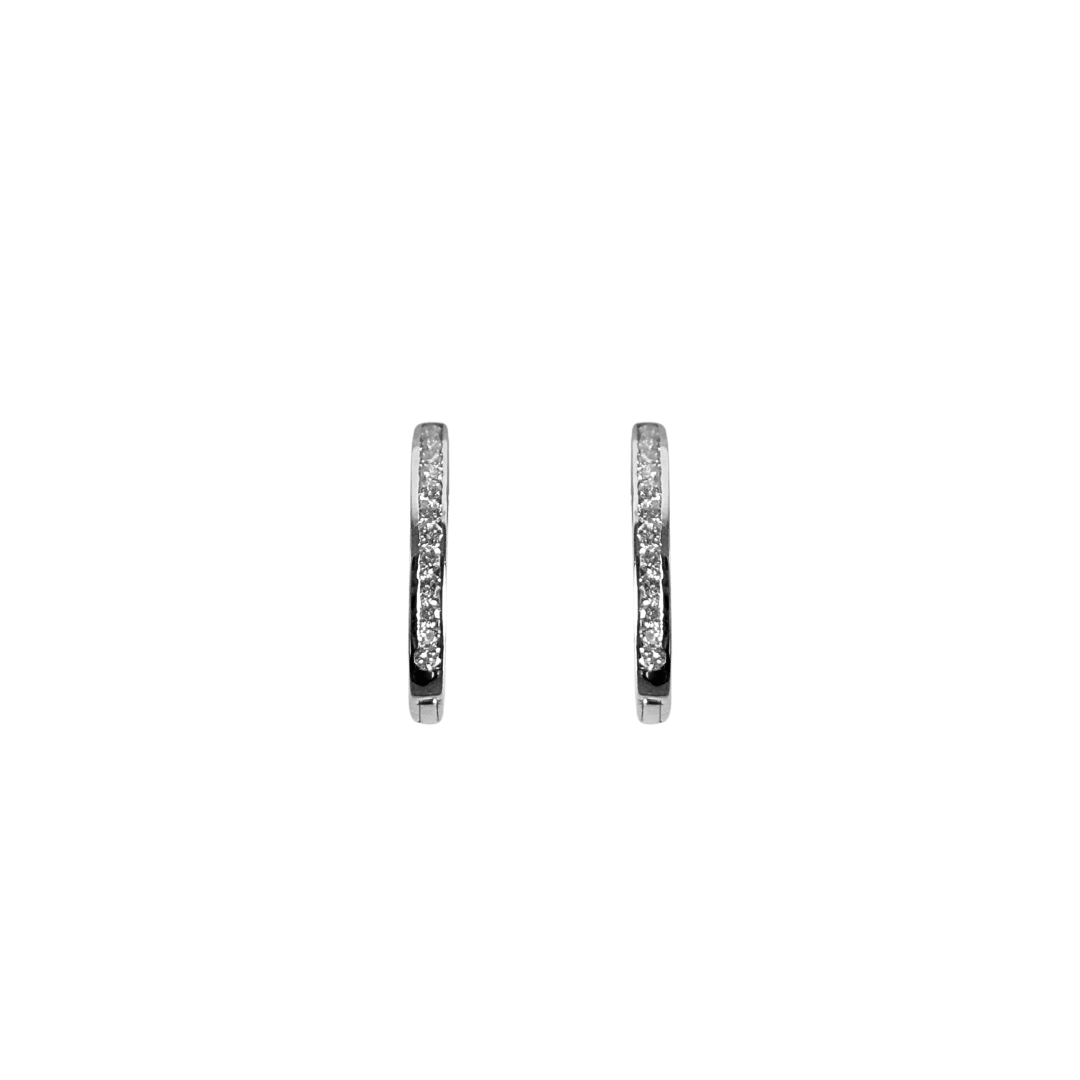 Boucles D'oreilles Créoles - Or Blanc 750 & Diamants