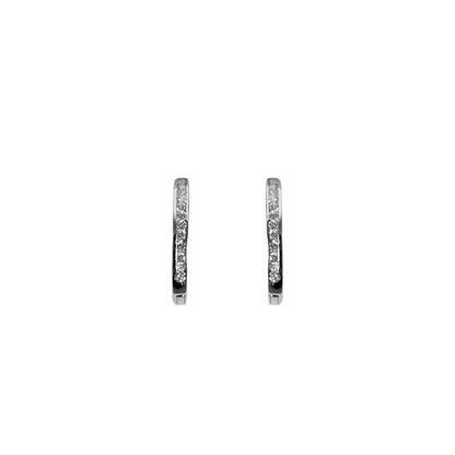Boucles D'oreilles Créoles - Or Blanc 750 & Diamants