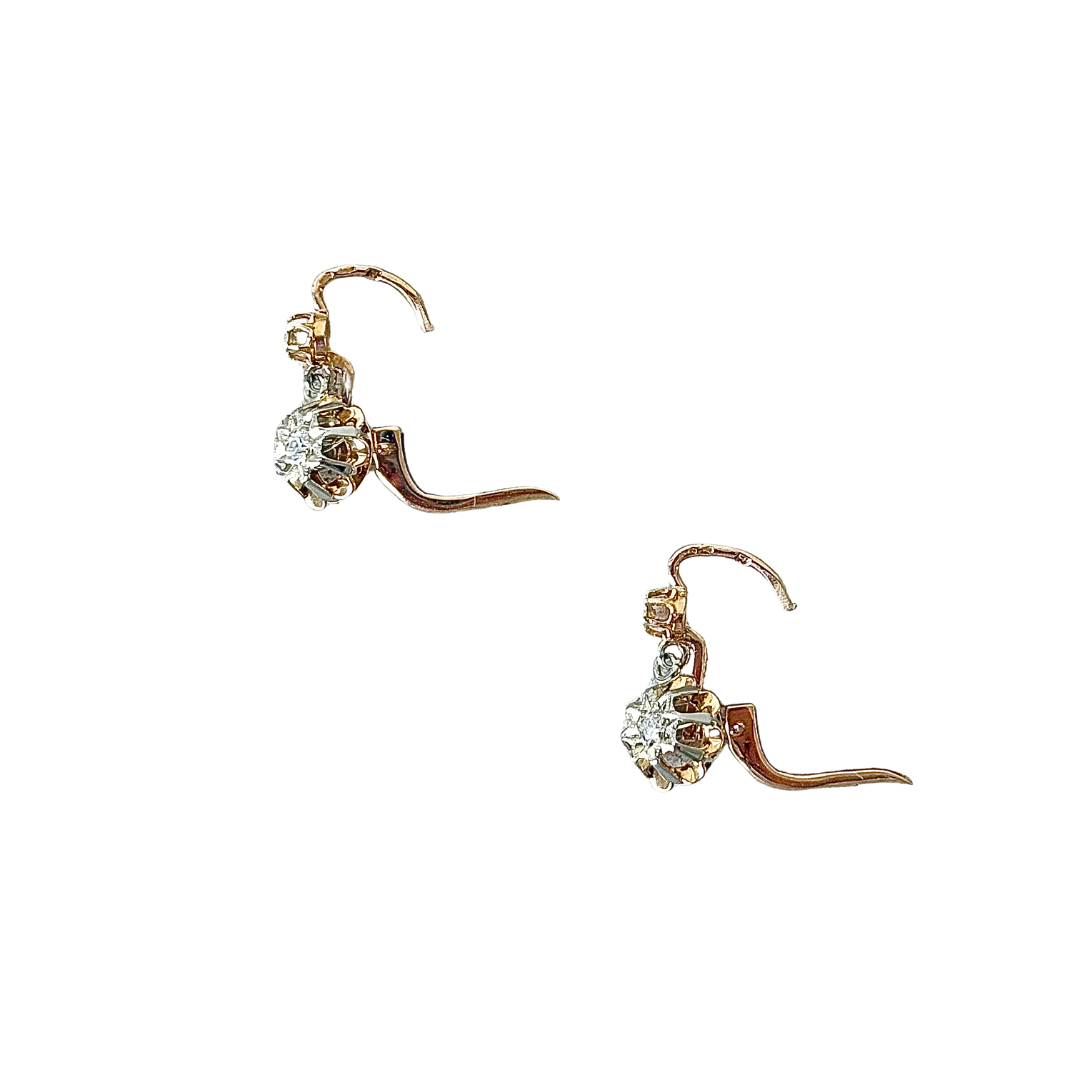 Boucles D'oreilles Vintage - Or Jaune 750 & Diamants