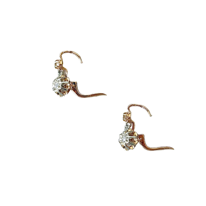 Boucles D'oreilles Vintage - Or Jaune 750 & Diamants