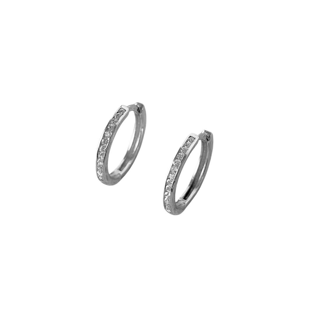 Boucles D'oreilles Créoles - Or Blanc 750 & Diamants