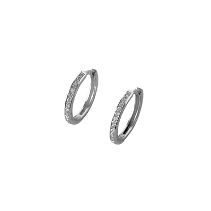 Boucles D'oreilles Créoles - Or Blanc 750 & Diamants