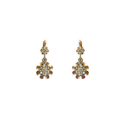 Boucles D'oreilles Vintage - Or Jaune 750 & Diamants