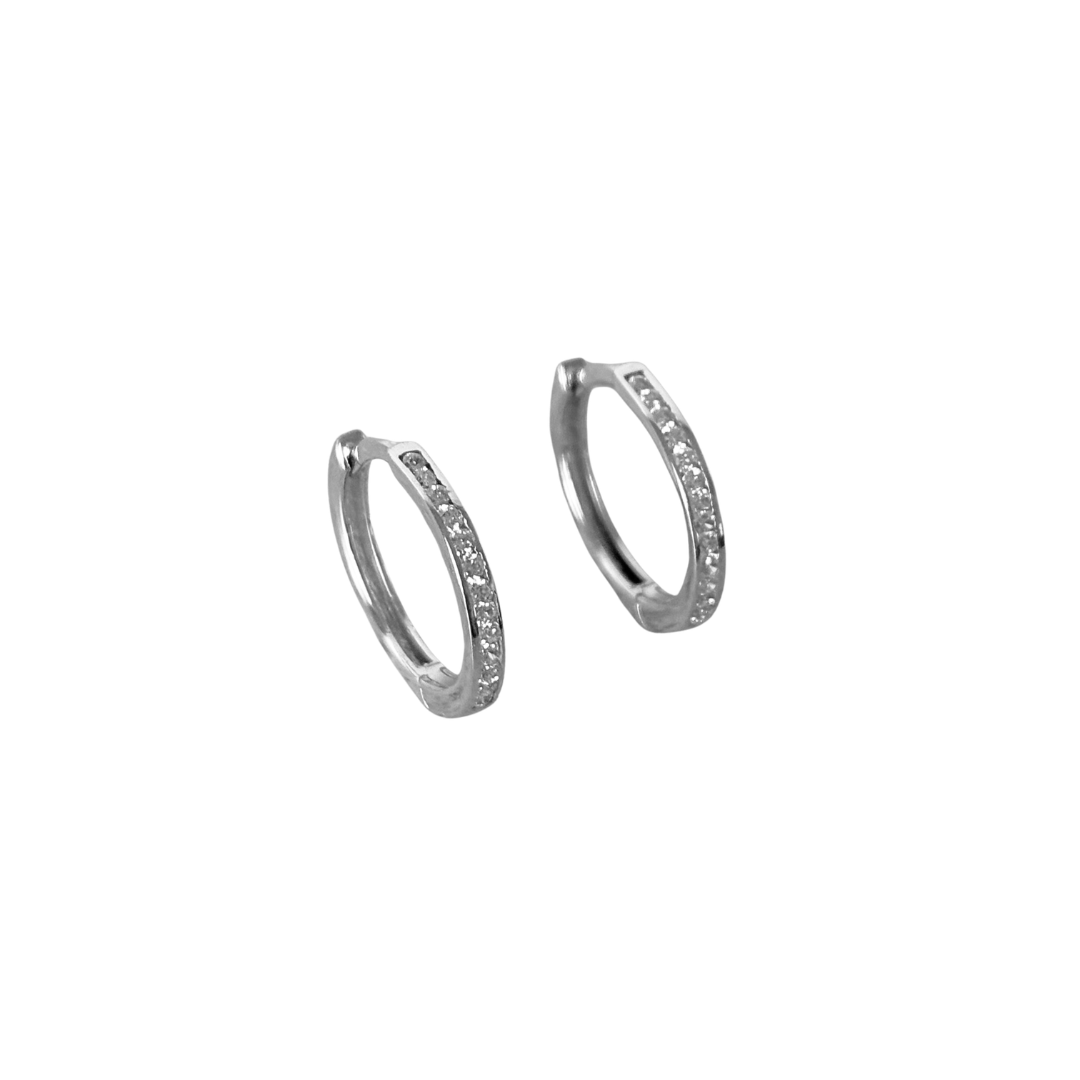 Boucles D'oreilles Créoles - Or Blanc 750 & Diamants