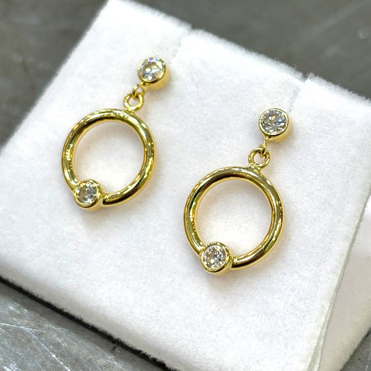 Boucles D'oreilles - Or Jaune 750 & Zircons