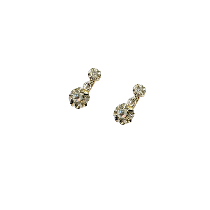 Boucles D'oreilles Vintage - Or Jaune/Blanc 750 & Diamants