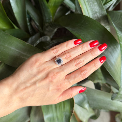 Bague Marguerite - Or Blanc 750 Saphir & Diamants