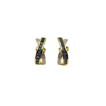 Boucles D'oreilles - Or Jaune/Blanc 750 Saphirs & Diamants