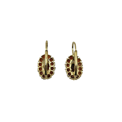 Boucles D'oreilles Vintages - Or Jaune 750 & Grenats