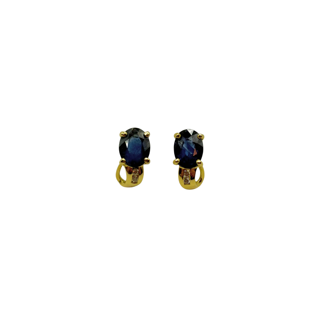 Boucles D'oreilles  - Or Jaune 750 Saphirs & Diamants