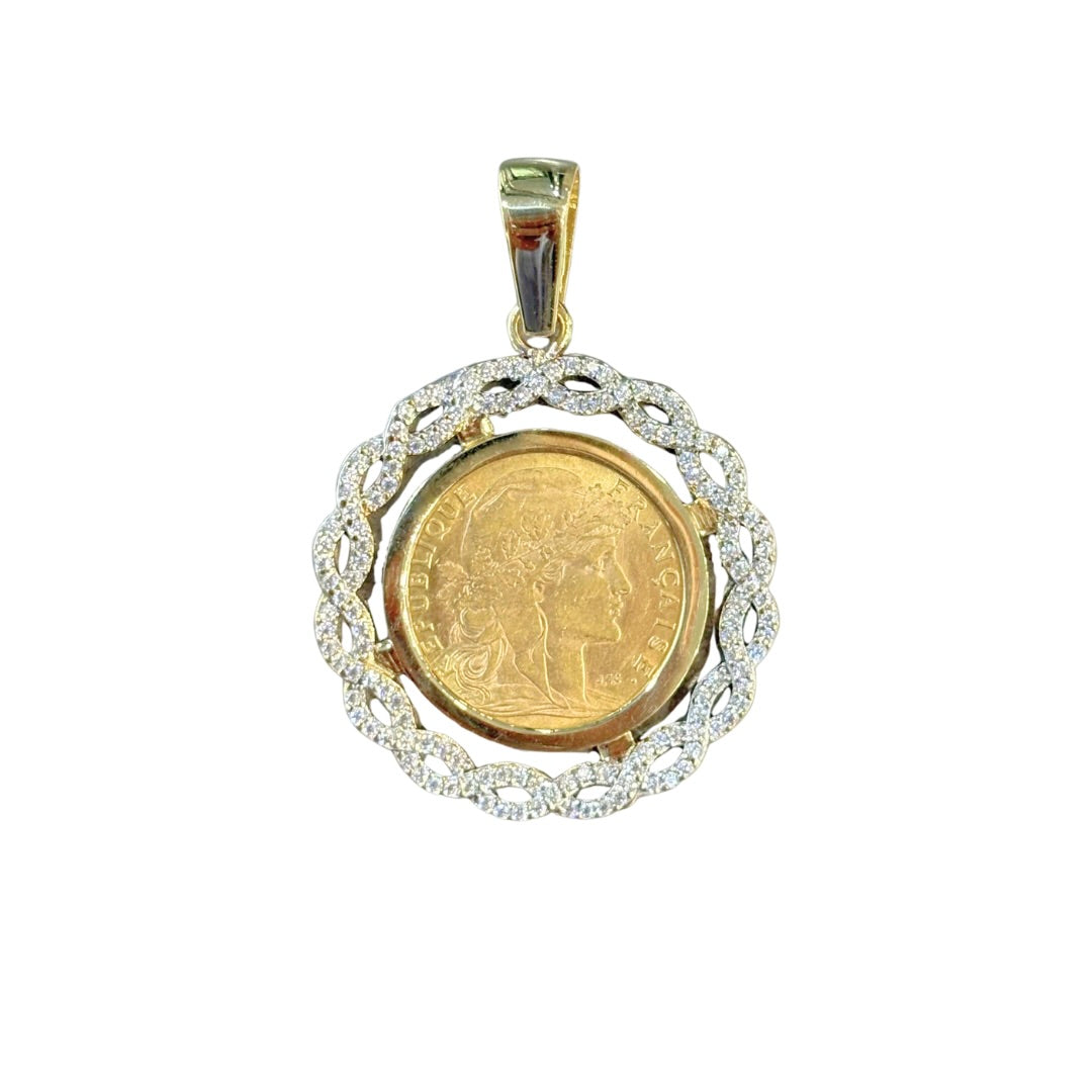 Pendentif Pièce - Or Jaune 750 & Pièce Or 10 Francs Marianne Coq