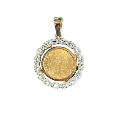 Pendentif Pièce - Or Jaune 750 & Pièce Or 10 Francs Marianne Coq