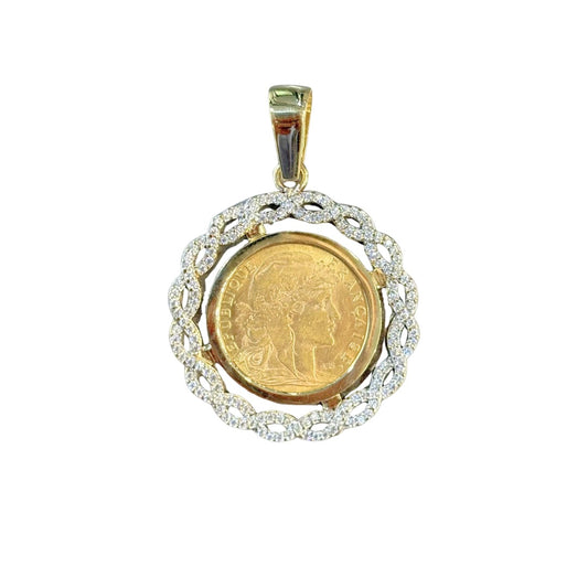 Pendentif Pièce - Or Jaune 750 & Pièce Or 10 Francs Marianne Coq