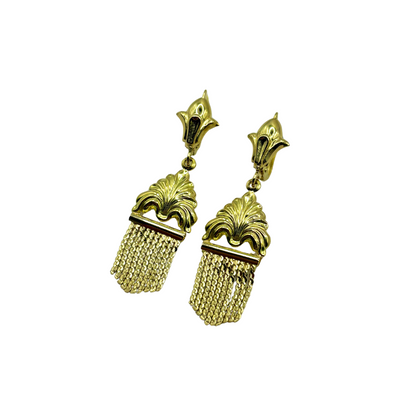 Boucles D'oreilles Fleurs De Lys Vintage - Or Jaune 750