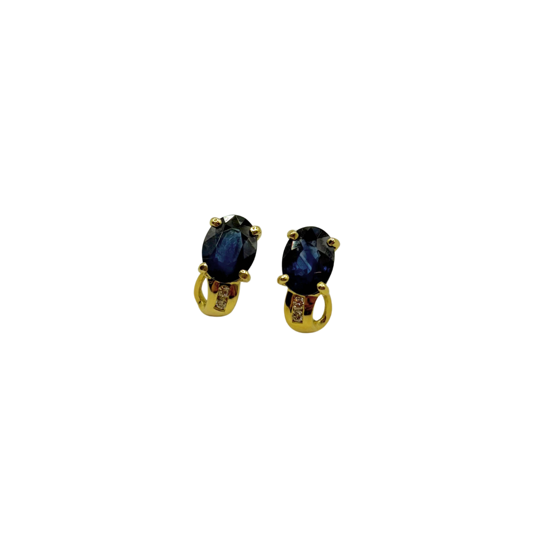 Earrings - 750 Yellow Gold Sapphires &amp; Diamonds