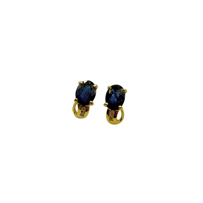 Boucles D'oreilles  - Or Jaune 750 Saphirs & Diamants