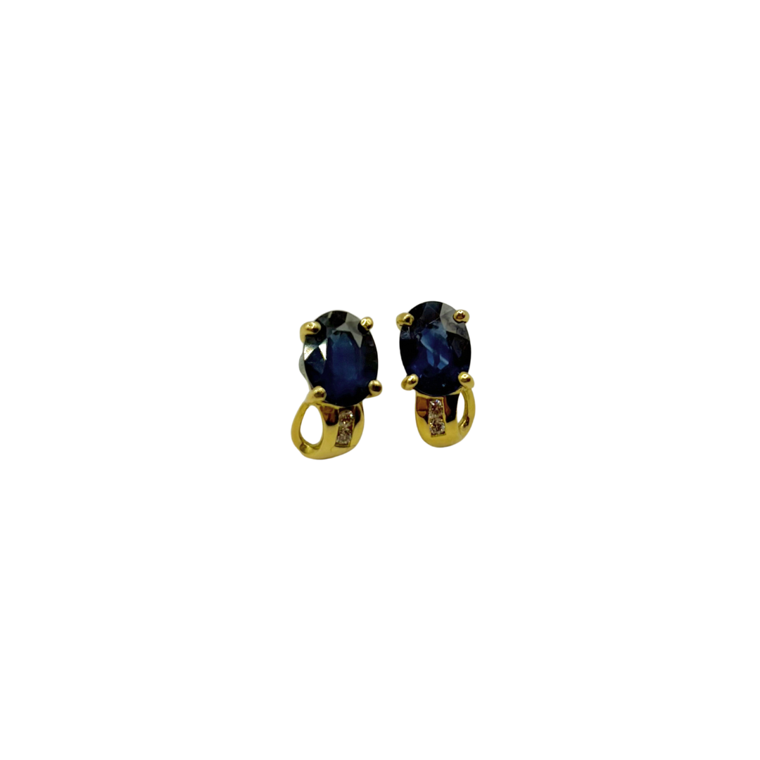 Earrings - 750 Yellow Gold Sapphires &amp; Diamonds