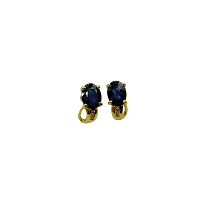 Boucles D'oreilles  - Or Jaune 750 Saphirs & Diamants