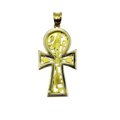 Pendentif Croix Ankh Égyptienne - Or Jaune 750 & Diamants