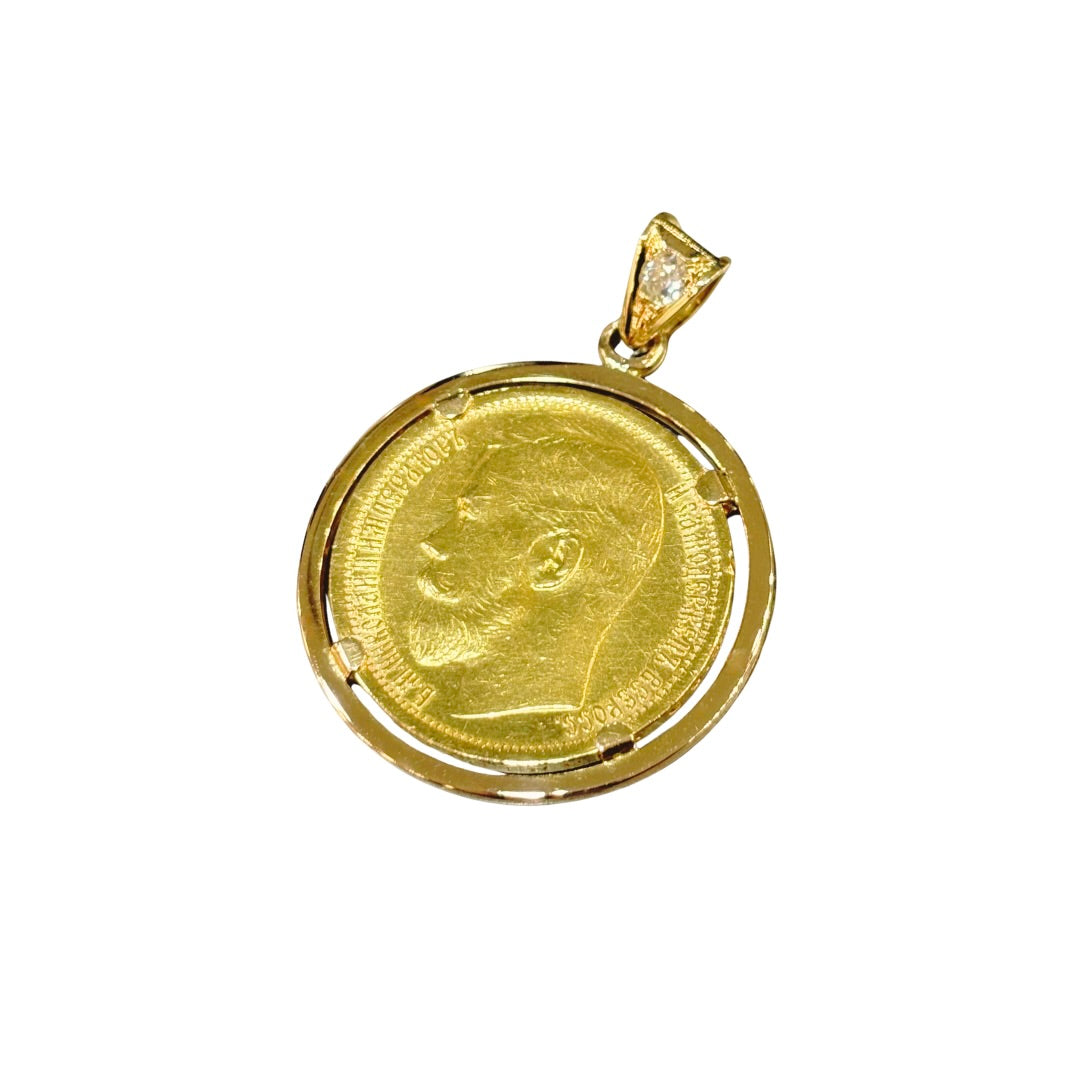 Pendentif Pièce - Or Jaune 750 & Pièce Or 15 Roubles Nicolas II