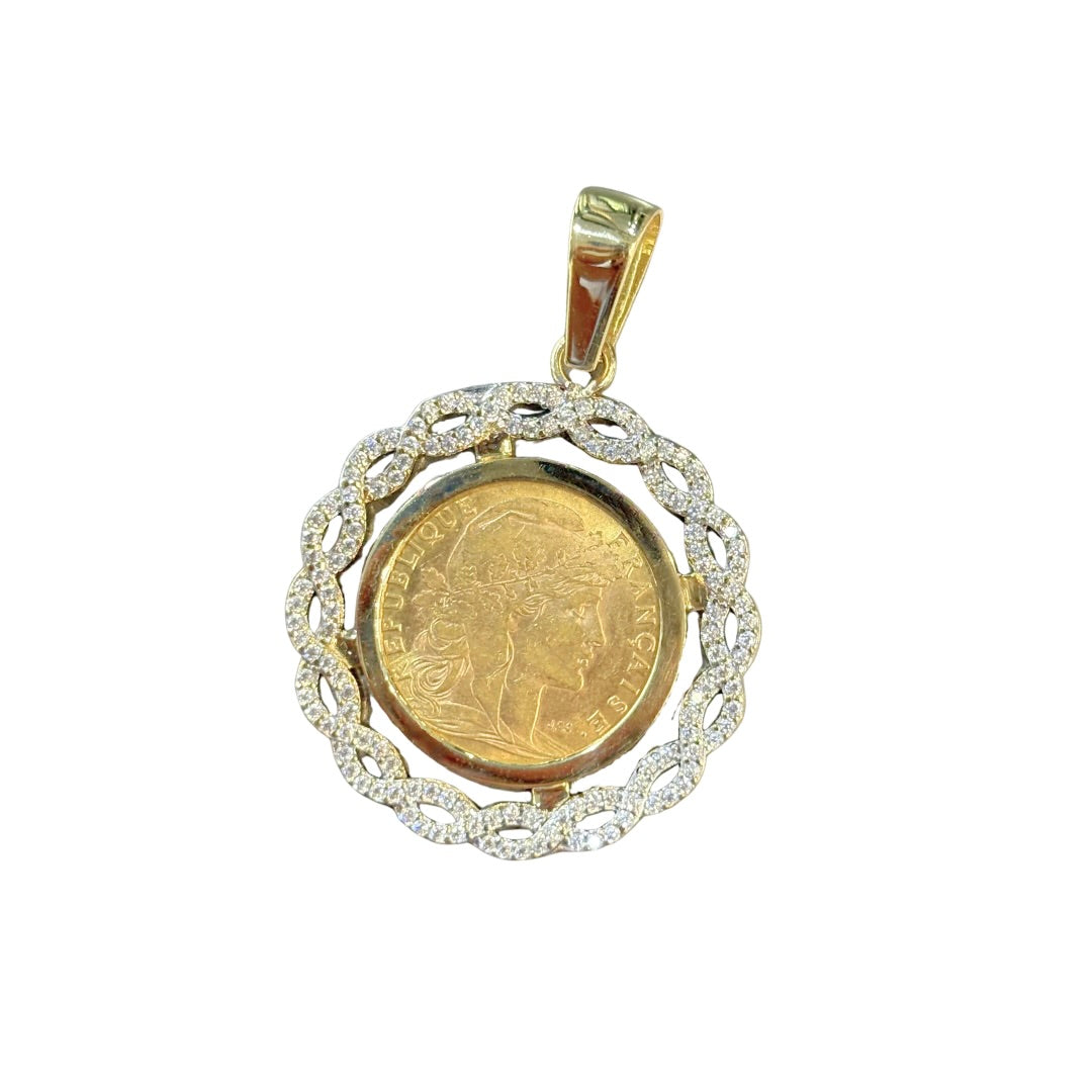 Pendentif Pièce - Or Jaune 750 & Pièce Or 10 Francs Marianne Coq