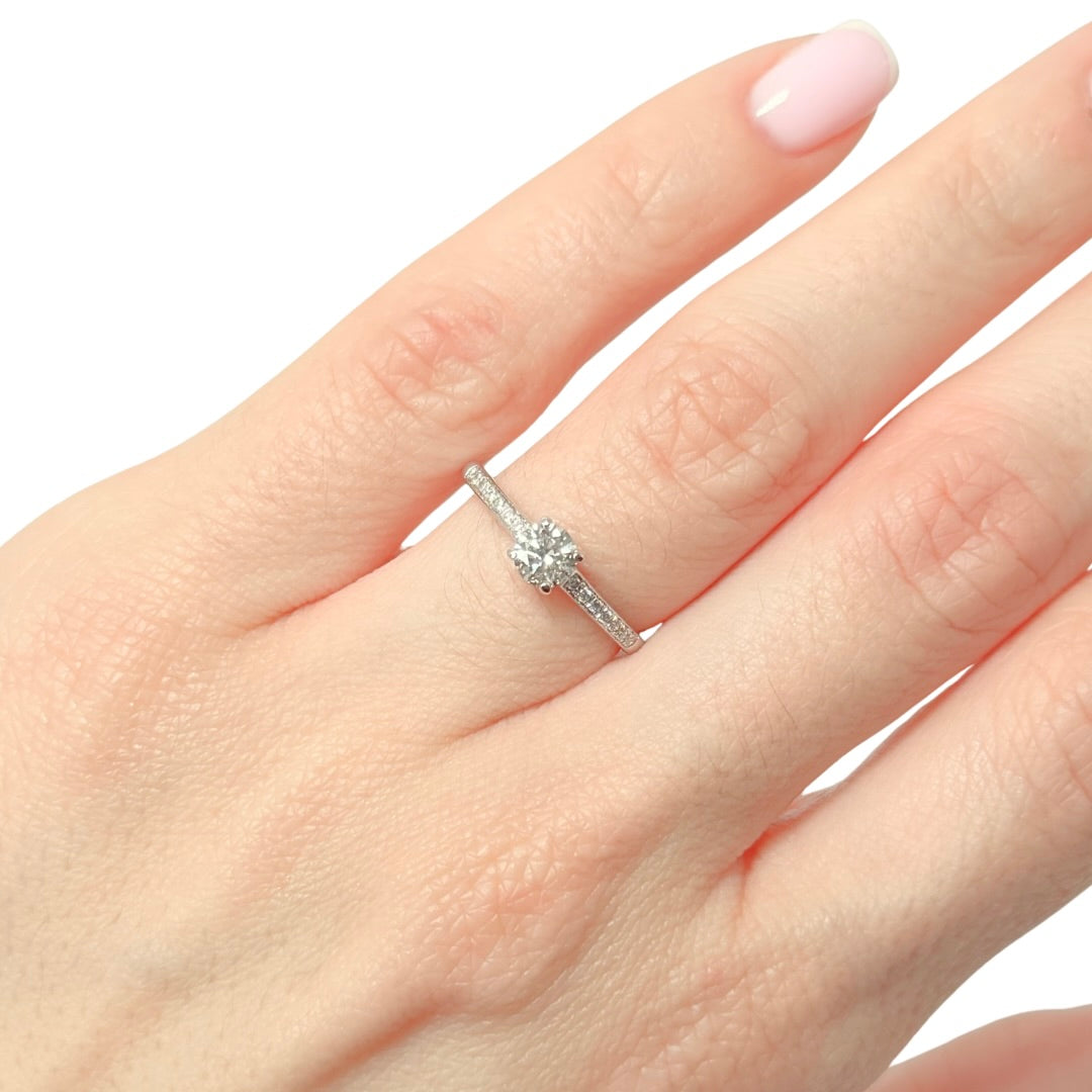Bague Solitaire - Or Blanc 750 & Diamants