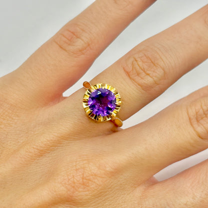 Ring - 750 Yellow Gold &amp; Amethyst