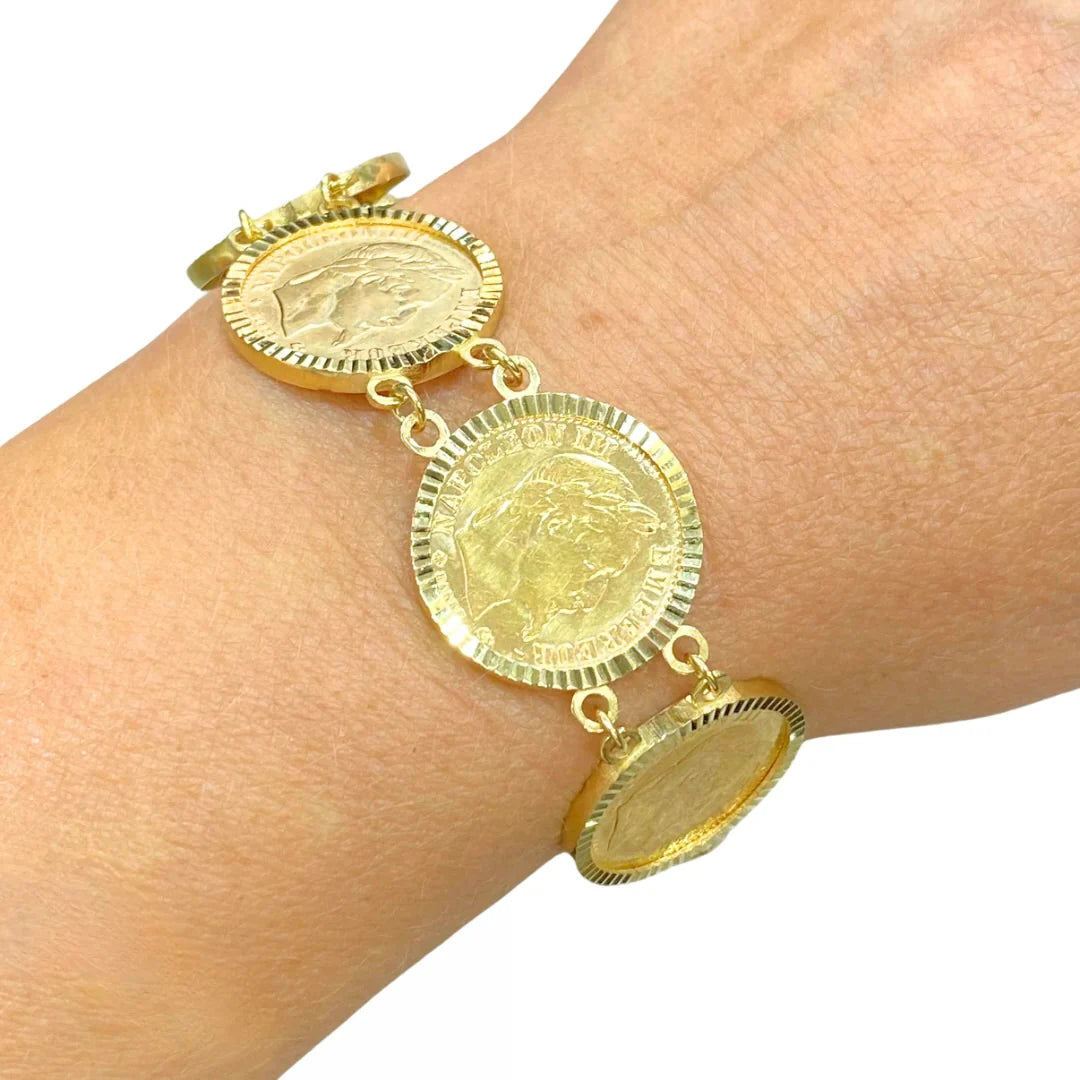 Monture Bracelet Pièce 10 Francs - Porte Pièce Or Jaune 750