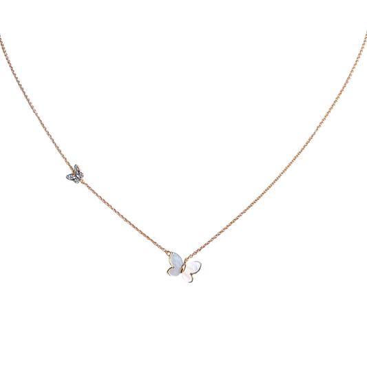 Collier Papillon - Or Jaune 750 & Nacre