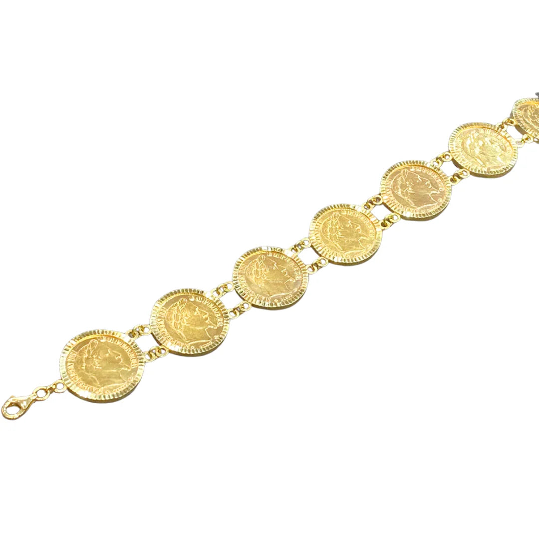 Monture Bracelet Pièce 10 Francs - Porte Pièce Or Jaune 750